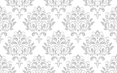 Rolgordijnen Floral pattern. Vintage wallpaper in the Baroque style. Seamless vector background. White and grey ornament for fabric, wallpaper, packaging. Ornate Damask flower ornament. © ELENA