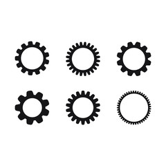 Gear icon set. Vector transmission cog wheels and gears isolated on white background