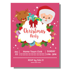 Fototapeta na wymiar cute christmas party invitation card santa claus reindeer