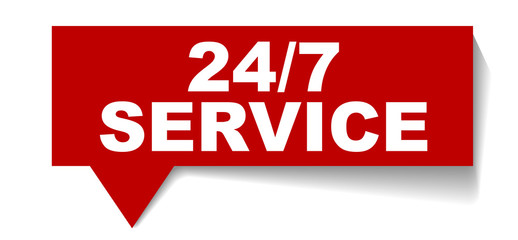 red vector banner 24/7 service