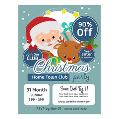 cute christmas poster template flat style santa claus