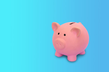 Piggy bank with blue background