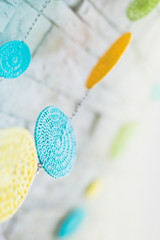 selective background. Knitted decoration. Knitted raznocvetnye all the elements