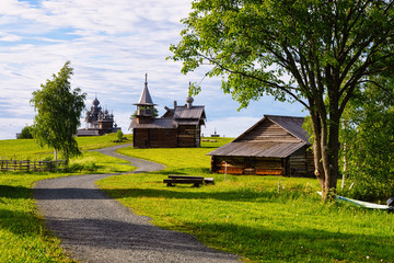 Kizhi Pogost with Transfiguration Church Ladoga Lake at Karelia