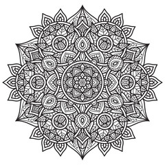 Fototapeta premium Black and white mandala vector isolated on white. Vector hand drawn circular decorative element.