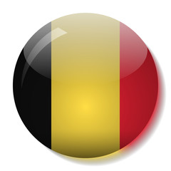 Fototapeta premium Belgian flag glass button vector illustration