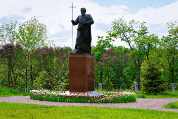 Saint Andrew Apostle monument in Valaam Island in Karelia