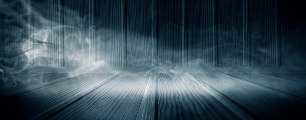 Wooden empty background, dark empty room.