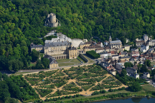 La Roche Guyon, France - july 7 2017 : aerial photography of the castle