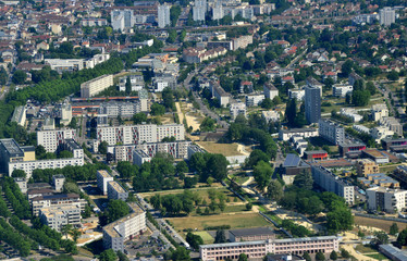 Les Mureaux, France - july 7 2017 : aerial photography of the city