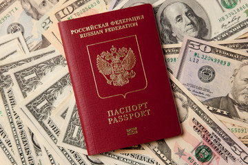 Fototapeta premium Russian Passport on the dollars