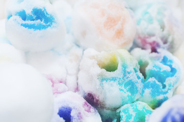 Painted snow in winter.