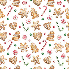 Watercolor seamless pattern for Christmas