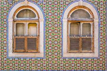 Detail of a typical and old house with colorful tiles from Lisbon