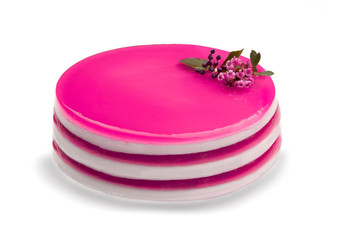 Tarta redonda de gelatina de 6 capas de color fresa