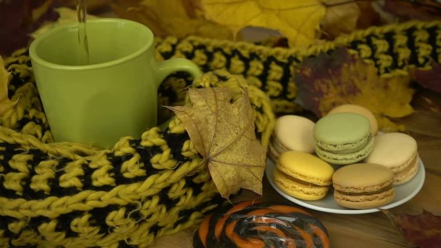 Autumn concept at home in slow motion 