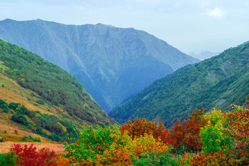 autumn sunny alpine landscape on the Caucasus