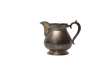 Vintage silver jug on white background. In isolation.