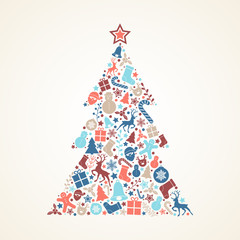 Fototapeta na wymiar Christmas tree with decorations. Vector.
