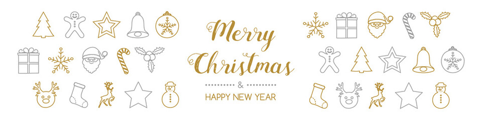 Christmas decoration with hand drawn elements. Vector.