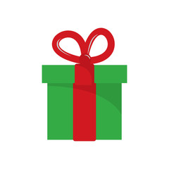 Christmas gift box flat on white background icon