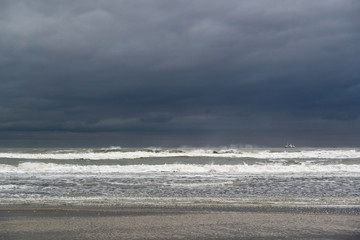 Dutch North Sea coast at Paal 20 on Dutch island of Texel