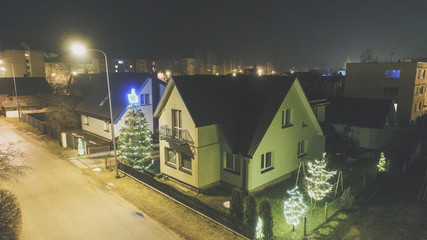 Christmas street festive illumination. Christmas mood in house