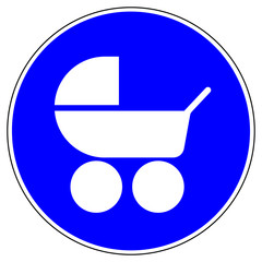 nsrb3 NewSignRoundBlue nsrb - german - Kinderwagen willkommen - english - baby stroller / carriage / buggy - blue xxl g6768