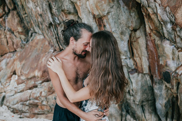 Romantic couple having fun at the beach
