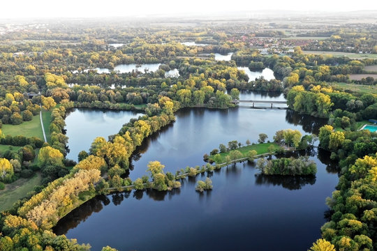 Luftbild von Seenplatte Hannover Ricklingen, Teiche