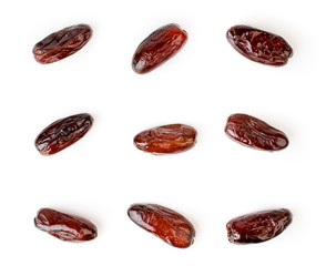 Dates are scattered on a white. The view from the top.