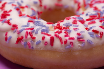 closeup of a donut sprinkles