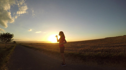 Fototapeta na wymiar Running at sunset.