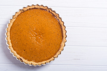 Homemade american traditional pumpkin pie