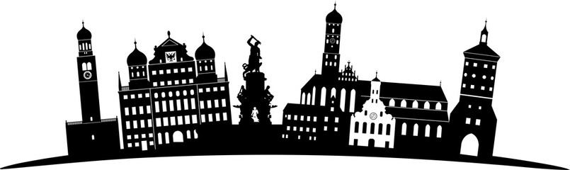 Augsburg skyline detailliert gebogen // Vektor
