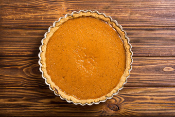 Homemade american traditional pumpkin pie