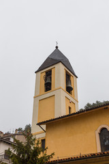 Fototapeta na wymiar Church S.Maria Assunta, Villetta Barrea, Abruzzo, Italy. October 13, 2017
