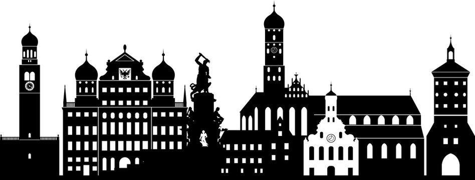 Augsburg skyline detailliert // Vektor