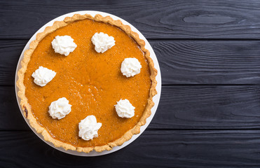 Homemade american traditional pumpkin pie