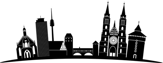 Nürnberg skyline detailliert gebogen // Vektor