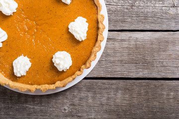 Homemade american traditional pumpkin pie