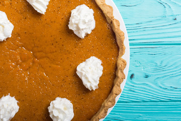Homemade american traditional pumpkin pie
