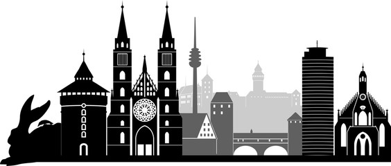 Nürnberg skyline detailliert Hase // Vektor