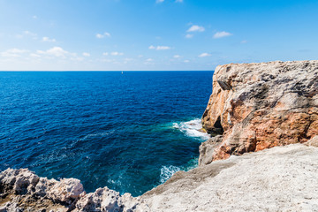 Fototapeta na wymiar Binidali cliffs in Minorca, Balearic Islands, Spain.