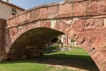 arch of the Romanesque bridge of Molina de Aragón, Guadalajara, Spain