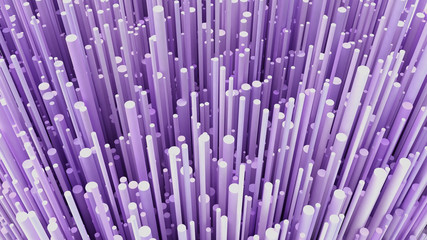 3d render cylinders background. Geometric shapes. Cylinders backdrop. Trendy modern wallpaper. 3d illustration. Fiber. Futuristic. Particle explosion. Spore. Abstract texture.
