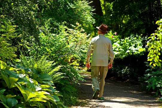 man walking in park