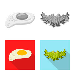 Vector illustration of burger and sandwich sign. Set of burger and slice stock symbol for web.