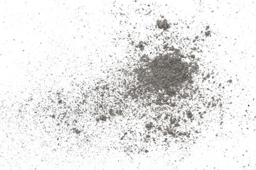 Ash pile isolated on white background, texture, Ash Wednesday concept