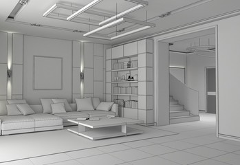 interior visualization, 3D illustration
